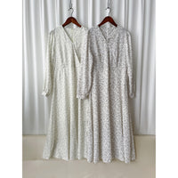 Branches Dress 花枝印花疊V領修腰連身裙/ DS9809