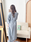 [限量現貨回歸]  Audrey, Dress 淡藍輕優雅Casual入肩線領口連身裙/DS9643
