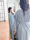 [限量現貨回歸]  Audrey, Dress 淡藍輕優雅Casual入肩線領口連身裙/DS9643
