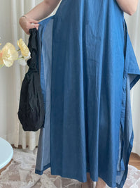 Denim, Dress 牛仔色微入肩寬鬆包式修腰連身裙/ DS9639