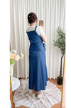 Denim, Dress 牛仔色微入肩寬鬆包式修腰連身裙/ DS9639