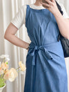 Denim, Dress 牛仔色微入肩寬鬆包式修腰連身裙/ DS9639