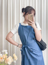 Denim, Dress 牛仔色微入肩寬鬆包式修腰連身裙/ DS9639