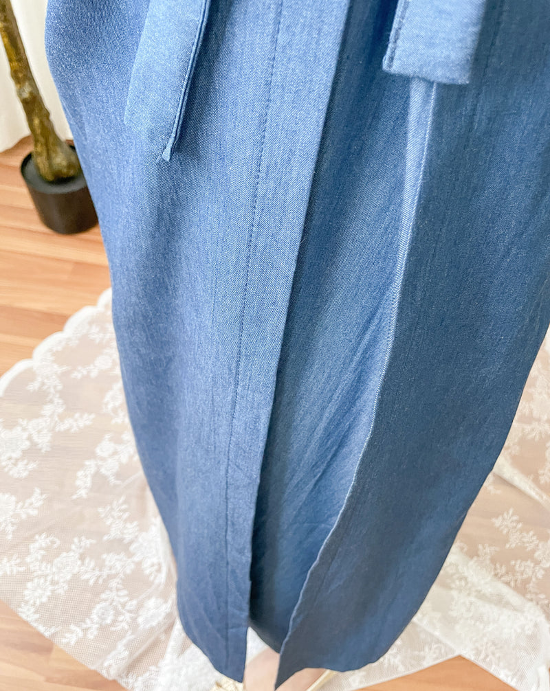 Denim, Dress 牛仔色微入肩寬鬆包式修腰連身裙/ DS9639