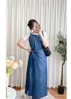 Denim, Dress 牛仔色微入肩寬鬆包式修腰連身裙/ DS9639