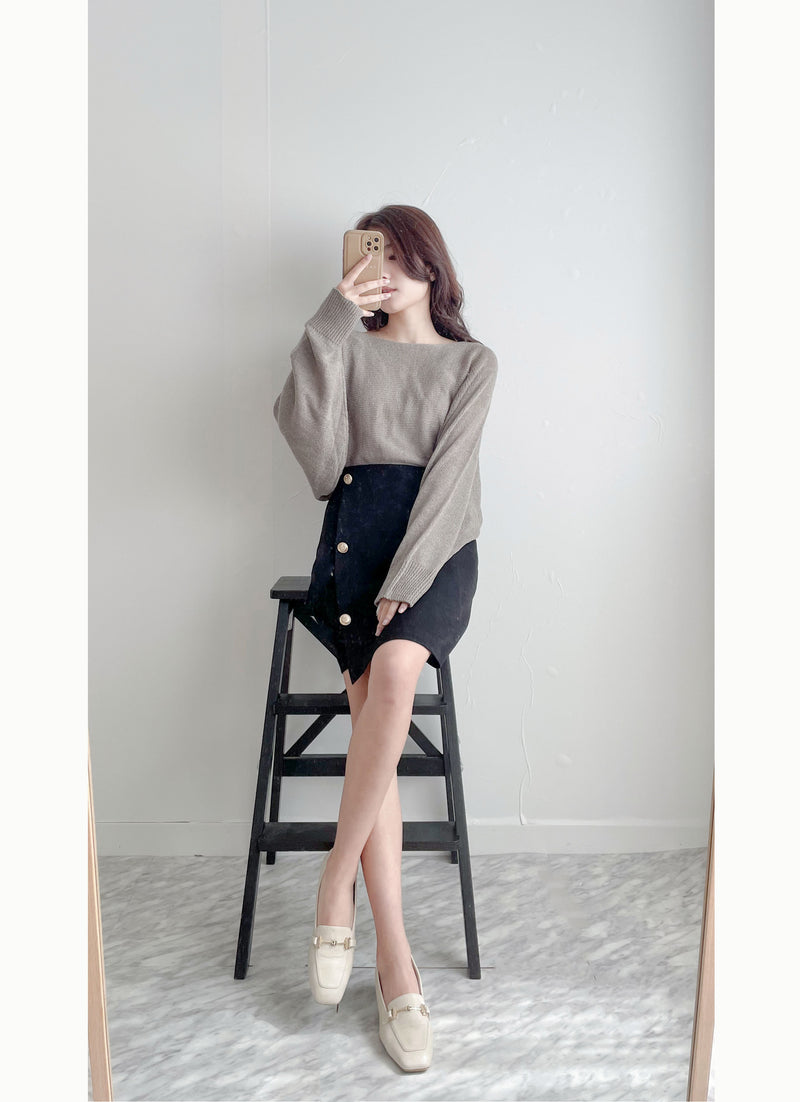 [百搭特別款⏰限時加開訂貨✨］Cape 船領披肩蝙蝠袖寬鬆薄線衫, Knit Top/TP8913