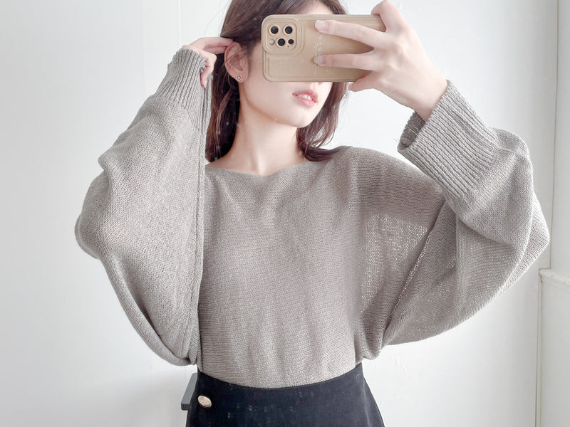 [百搭特別款⏰限時加開訂貨✨］Cape 船領披肩蝙蝠袖寬鬆薄線衫, Knit Top/TP8913