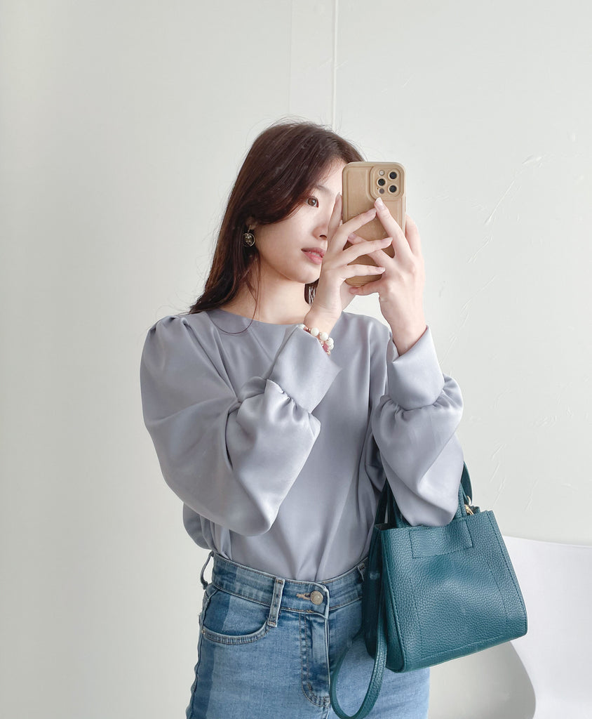 "BEST DEAL" Champaign Lilac 紫藍氣質香檳質感上衣, Blouse/ BU8980