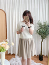 （超百搭顯瘦單品！) Flair, Skirt 長度剛好顯幼腰間皺皺修肚膝上裙/ SK8841