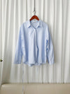 Side Knot Blouse 淺藍暗條紋側腰設計上衣/ BU9089