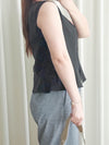 Sleeveless Square Neck Chiffon Top 方領無袖細荷葉衣尾雪紡上衣/ BU9113