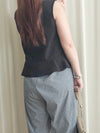 Sleeveless Square Neck Chiffon Top 方領無袖細荷葉衣尾雪紡上衣/ BU9113