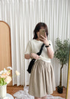 （超百搭顯瘦單品！) Flair, Skirt 長度剛好顯幼腰間皺皺修肚膝上裙/ SK8841