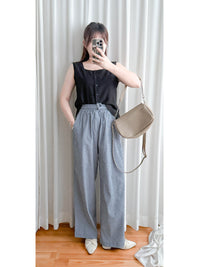 Sleeveless Square Neck Chiffon Top 方領無袖細荷葉衣尾雪紡上衣/ BU9113
