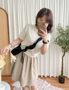（超百搭顯瘦單品！) Flair, Skirt 長度剛好顯幼腰間皺皺修肚膝上裙/ SK8841