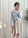 （超百搭顯瘦單品！) Flair, Skirt 長度剛好顯幼腰間皺皺修肚膝上裙/ SK8841