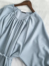 [限量現貨回歸]  Audrey, Dress 淡藍輕優雅Casual入肩線領口連身裙/DS9643