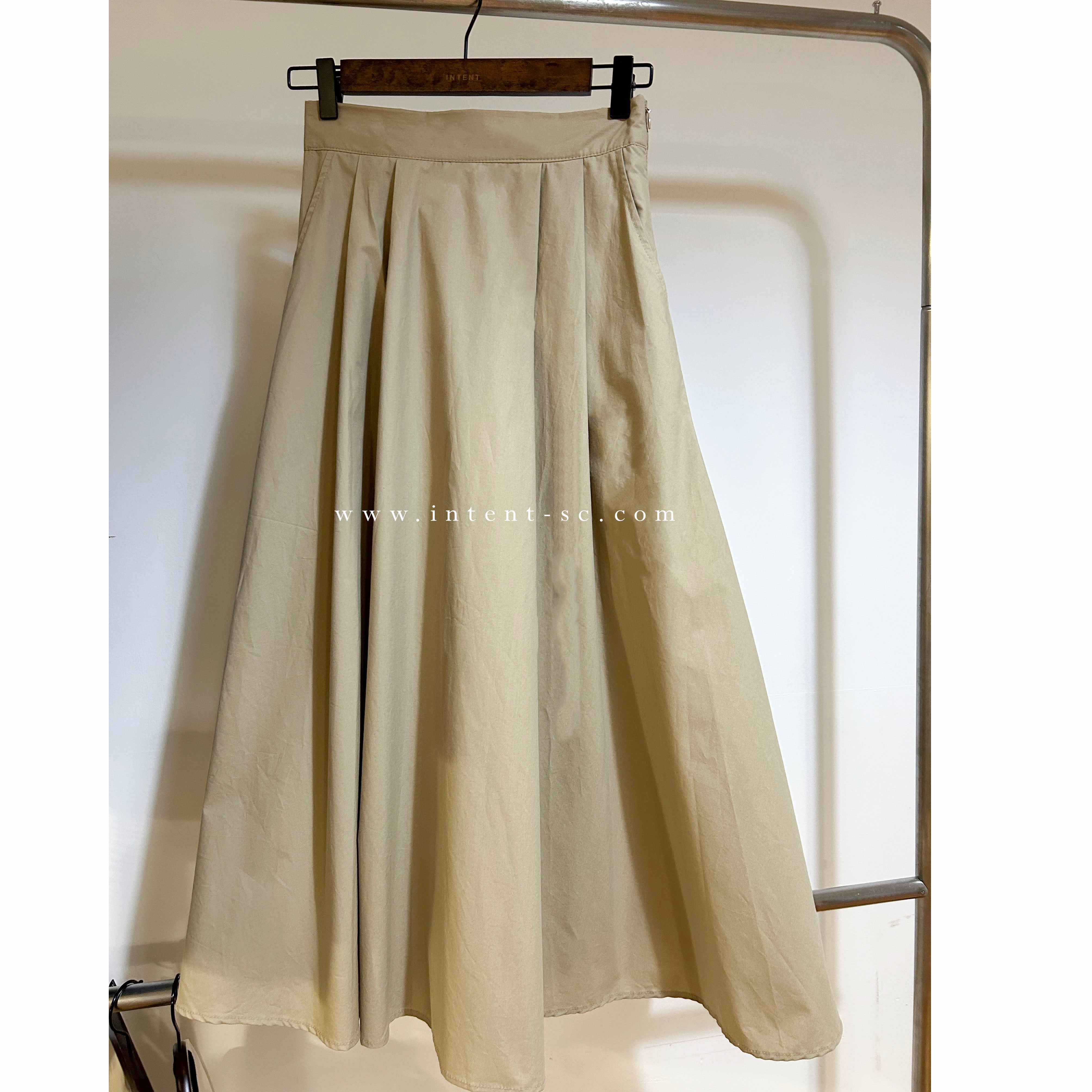 Beige Flair 優雅隨性挺身杏色口袋傘裙, Skirt/ SK8730