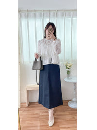 (限量現貨回歸) Feather Daisy, Blouse 羽毛花花前橡筋裙擺上衣 /BU9091