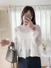 (限量現貨回歸) Feather Daisy, Blouse 羽毛花花前橡筋裙擺上衣 /BU9091