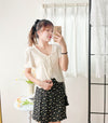 Onni, Blouse 韓系設計感翻領荷葉邊上衣/ BU9054 （cream soldout)