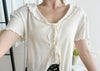 Onni, Blouse 韓系設計感翻領荷葉邊上衣/ BU9054 （cream soldout)