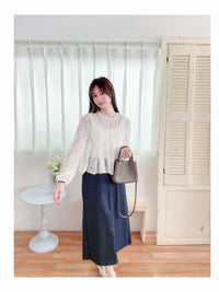 (限量現貨回歸) Feather Daisy, Blouse 羽毛花花前橡筋裙擺上衣 /BU9091