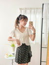 Onni, Blouse 韓系設計感翻領荷葉邊上衣/ BU9054 （cream soldout)