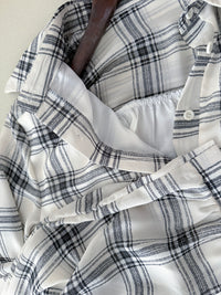 Chiffon Checked Dress 雪紡格紋修腰口袋連身裙/ DS1079