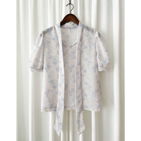 （浪漫氣質款) Blossom Blouse 淡粉色青瓷花線條上衣/ BU9061