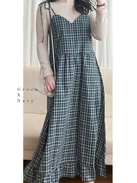 2-way Classic Check Dress 兩著配件裝飾修腰格子連身裙/ DS9824 (Pre-order 3月5截單)