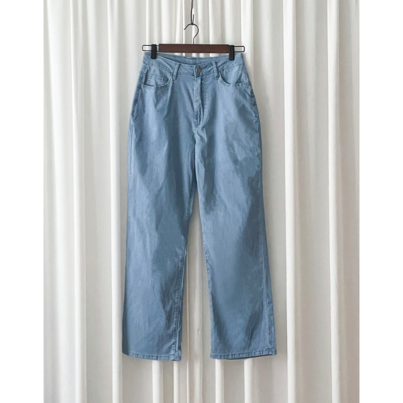 （全彈性 超超超輕～）LightBlue Jeans 全彈性闊直腳顯瘦百搭牛仔褲/ PT8434