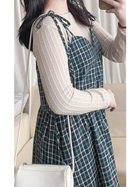 2-way Classic Check Dress 兩著配件裝飾修腰格子連身裙/ DS9824 (Pre-order 3月5截單)