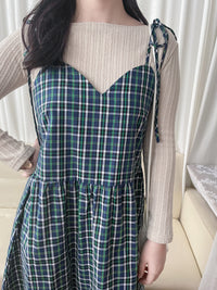 2-way Classic Check Dress 兩著配件裝飾修腰格子連身裙/ DS9824 (Pre-order 3月5截單)