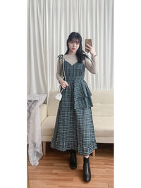 2-way Classic Check Dress 兩著配件裝飾修腰格子連身裙/ DS9824 (Pre-order 3月5截單)