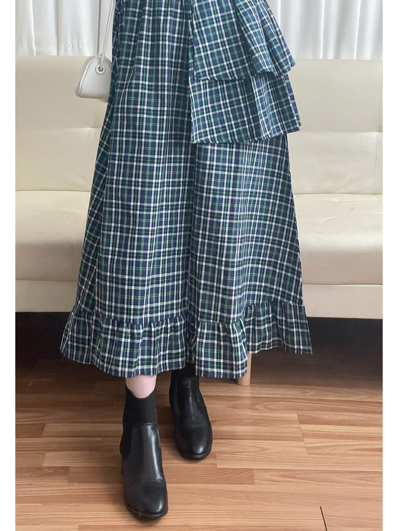 2-way Classic Check Dress 兩著配件裝飾修腰格子連身裙/ DS9824 (Pre-order 3月5截單)