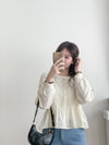 Lace Embroidery Blouse 通花圓領假腰線Ruffle衣尾上衣/ TP9113 (pre-order 3月5截單)