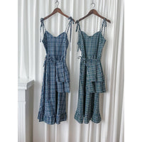 2-way Classic Check Dress 兩著配件裝飾修腰格子連身裙/ DS9824 (Pre-order 3月5截單)