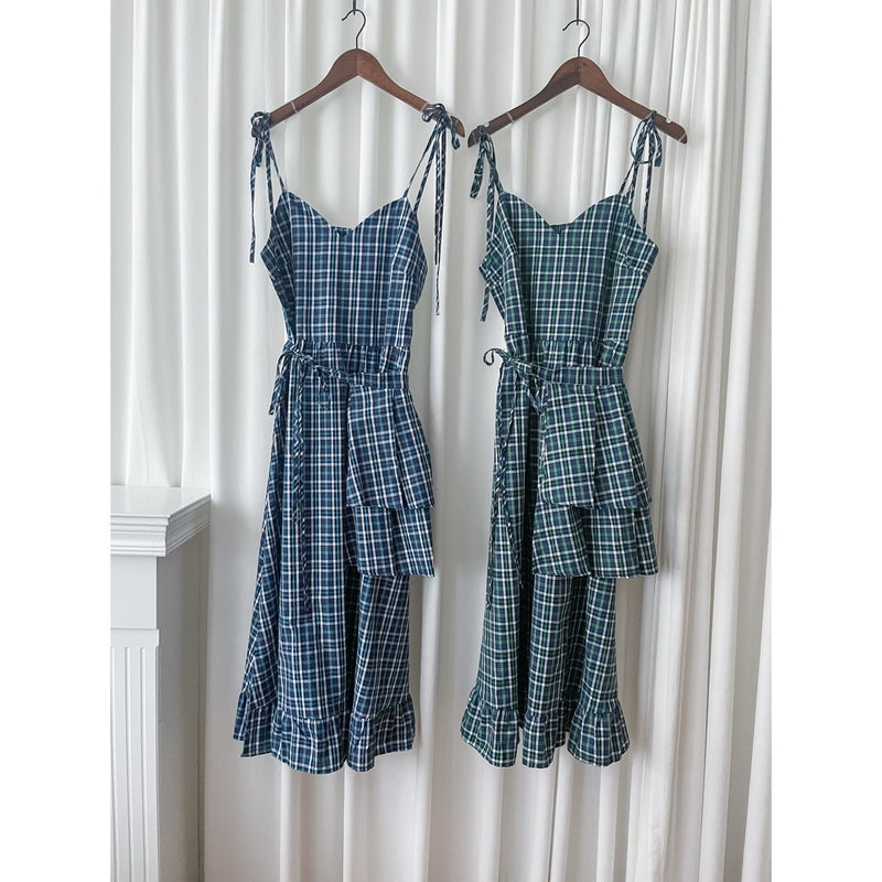 2-way Classic Check Dress 兩著配件裝飾修腰格子連身裙/ DS9824 (Pre-order 3月5截單)