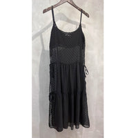 ( 時尚必備) 黑色紗感點點左右蝴蝶背心裙, Dress/ DS4986