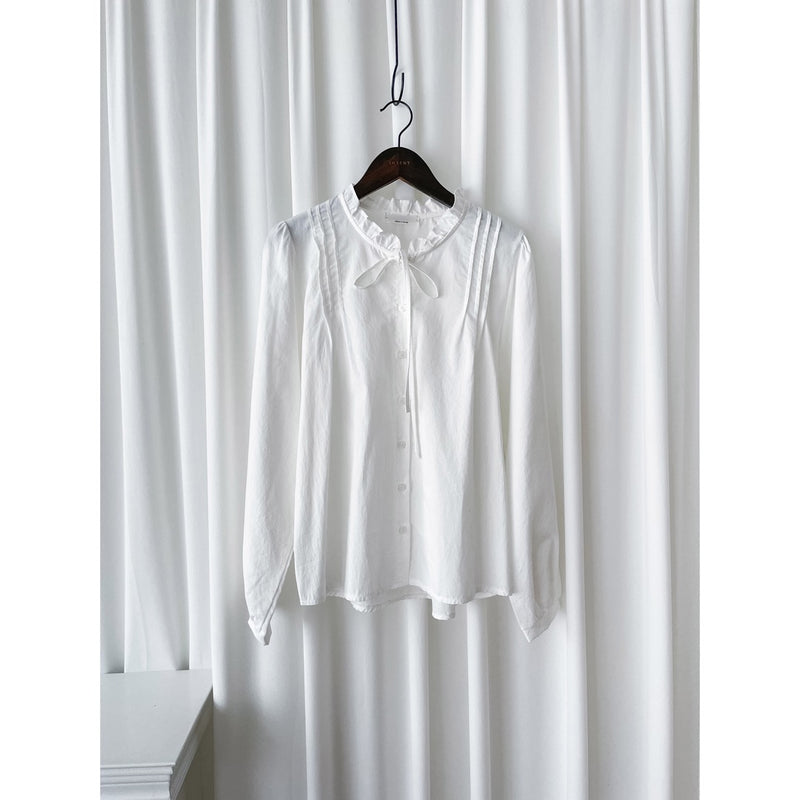 Cotton Audrey Top 立體修飾線花邊領口上衣/ BU9087 – INTENT style collection