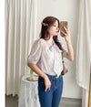 （浪漫氣質款) Blossom Blouse 淡粉色青瓷花線條上衣/ BU9061
