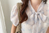 （浪漫氣質款) Blossom Blouse 淡粉色青瓷花線條上衣/ BU9061