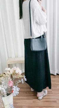 Soft Cotton Dress 側斜線設計口袋舒適棉半裙/ SK8877