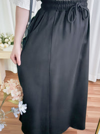 Soft Cotton Dress 側斜線設計口袋舒適棉半裙/ SK8877