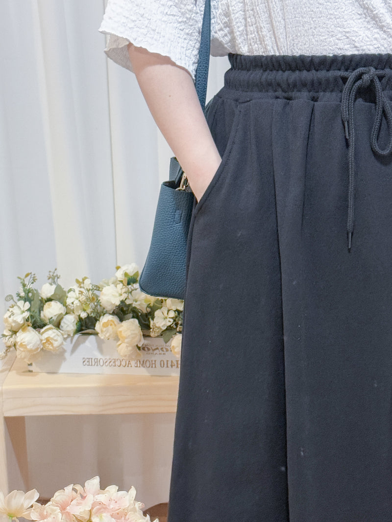 Soft Cotton Dress 側斜線設計口袋舒適棉半裙/ SK8877