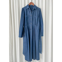 ! 熱賣款式 限量現貨 ✨(有口袋) Denim Pleated Dress 牛仔布隨性口袋前腰下車褶連身裙/ DS9661