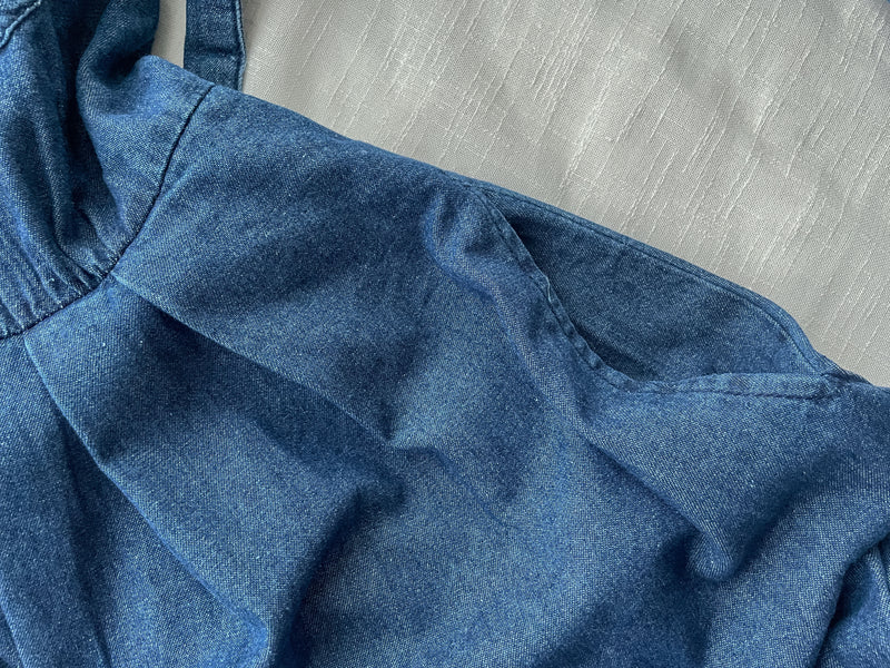 ! 熱賣款式 限量現貨 ✨(有口袋) Denim Pleated Dress 牛仔布隨性口袋前腰下車褶連身裙/ DS9661