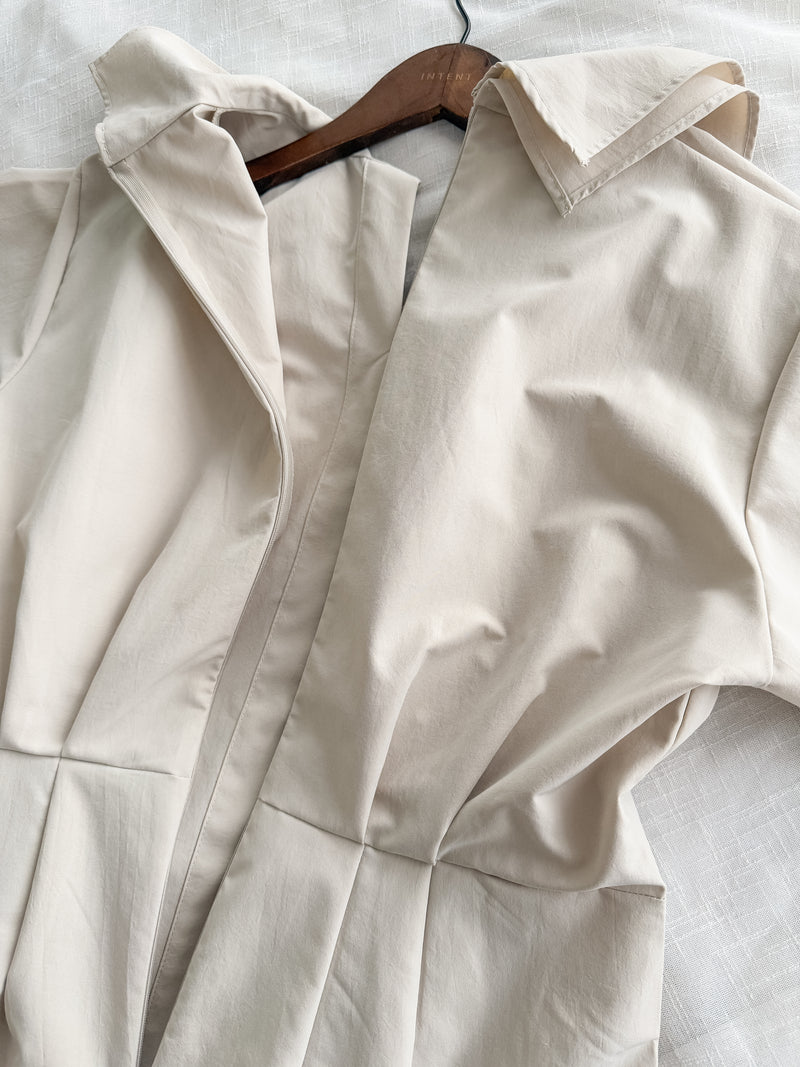 Beige Dress 杏色簡約不貼身顯瘦直身連身裙/ DS9857