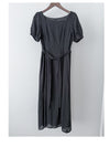 Black Garden Dress 黑色方領立體小花連身裙/ DS9879